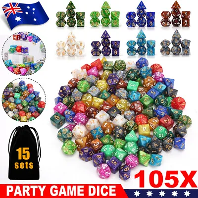 $24.95 • Buy 105pcs Polyhedral Dice Sets For DND RPG MTG Dungeons Dragons Role Playing Party