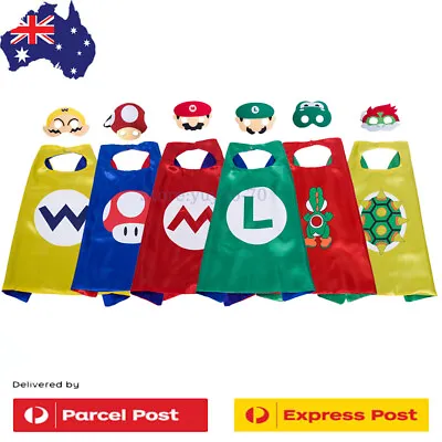 Mario Series Cape Mask Cosplay Set Children's Halloween Costume Dress • $18.99