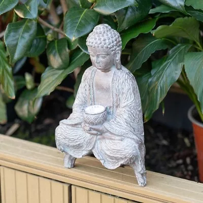 Solar Powered Buddha Ornament Garden Light Outdoor Décor Statue Path Patio IP44 • £24.99