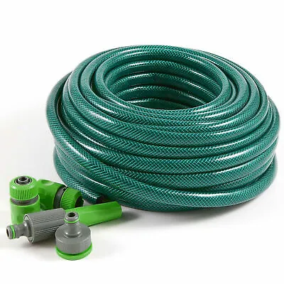 £7.99 • Buy 15,30,50 Mtr Reinforced Garden Hose Pipe Tube With Set Spray Watering Fittings