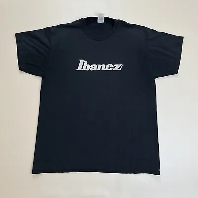 Vintage Ibanez Guitar T-Shirt Tagged Large Fits Medium Black Faded Y2k • $17.50