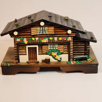 Swiss Chalet Wooden Log Cabin Jewelry/ Music Box With Ballerina Made In Japan  • $25