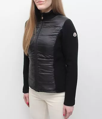 Women's MONCLER Fleece Full Zip Puffer Jacket Hybrid Black RARE Size ~S • $239