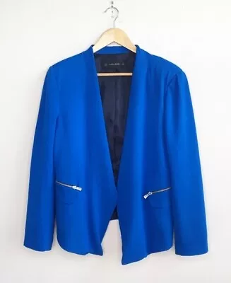 Rare Zara Cobalt Electric Blue Jacket Blazer With Zip Pockets Size Small New • $39.99