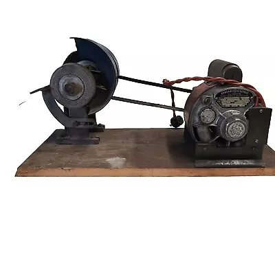 Vintage General Electric 1/3 HP Motor 1725 Rpm Belt Driven Bench Grinder Working • $80