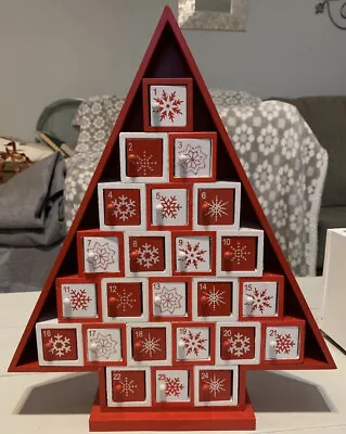 Wooden Christmas Tree Countdown Advent Calendar With 24 Mini Doors For Treats • $25