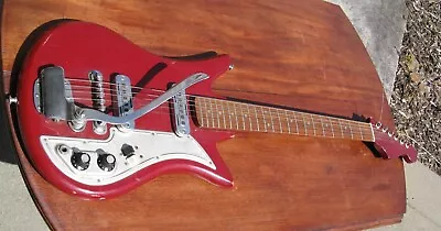 Vintage Early Red Teisco Tulip ET-200 Electric Guitar With Roller Tremolo • $299