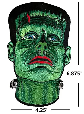 Frankenstein's Monster Face 7  Tall Embroidered Iron On Patch Classic Horror • $11.99