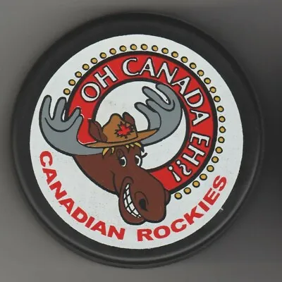 Oh Canada Eh?! Moose Canadian Rockies Hockey Puck Patriotic Cowboy Happy Moosie • $7