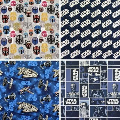 Star Wars Cotton Fabric Mandalorian Helmet Millenium Falcon XWing C3P0 Material • £4.99