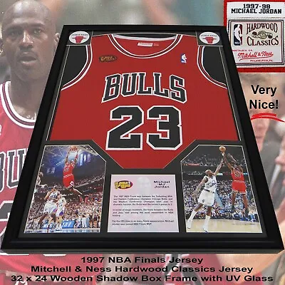 Michael Jordan Bulls Mitchell & Ness 1997 Finals Custom Jersey Framed UNSIGNED • $349.95
