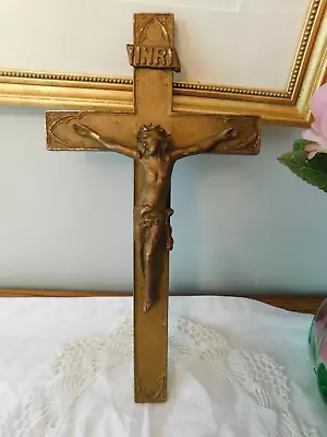 Vintage Cross Crucifix Solid Brass Metal Made In USA • $5