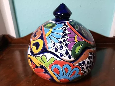 Talavera Cobalt Blue Covered Candy Dish Trinket Treasure Box Soup Tureen Mexico  • $48