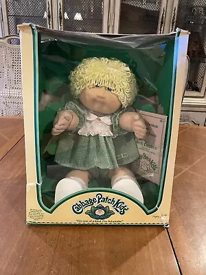 1985 CABBAGE PATCH KIDS NIB Blonde Hair Green Dress (Minny Christina) Made In HK • $249.99