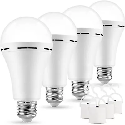 4X Rechargeable Emergency LED Lighting Bulbs Battery Operated 12W E27 (Daylight) • $17.99