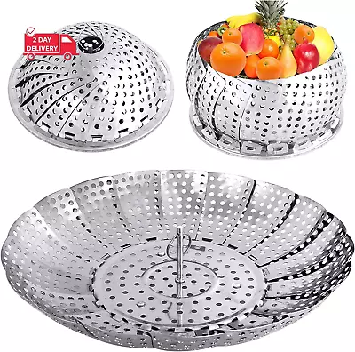 Veggie Vegetable Steamer Basket Folding Steaming Basket Metal Stainless Steel • $17.71