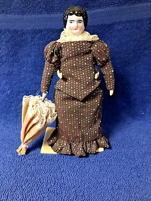 Antique Miniature China Head Low Brow Doll 6  Porcelain Hands & Feet Germany • $15.98