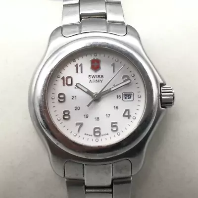 Victorinox Officer Watch Women Silver Tone 34mm Date 100M New Battery 7.5  • $74.99