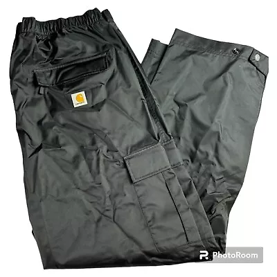 Carhartt Mens B216 Shoreline Waterproof Pants Size 2XL Reg Black Zip Leg Weather • $44.99