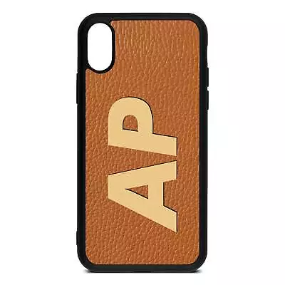 Personalised Tan Pebble Leather Shadow Text IPhone Case For IPhone 15 14 13 12 1 • £15