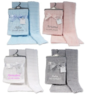 £15.99 • Buy Personalised Baby Blanket Boy Girl Pink Blue Grey Gift Blankie Soft And Cozy