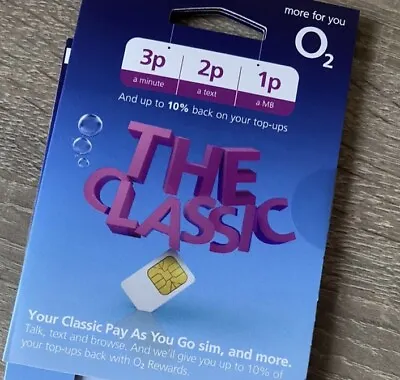 2025 NEW O2 Sim Card New Sealed Classic Pay As You Go 02 (AT LEAST 6 MONTHS EXP) • £0.99