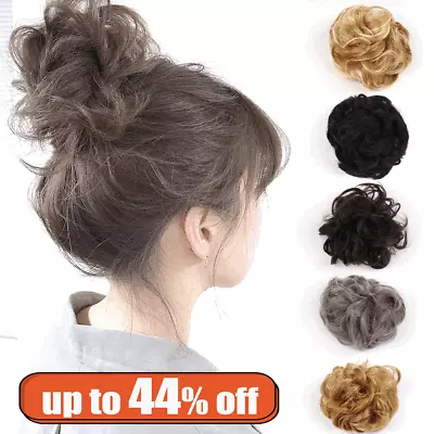 UK Curly Messy Bun Hair Piece Updo Scrunchie Fake Natural Bobble Hair Extensions • £3.05