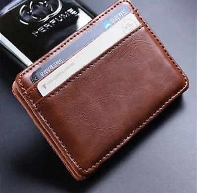 Men Leather Magic Money Clip Slim Card ID Holder Case Purse Mini Card Wallet • $7.13