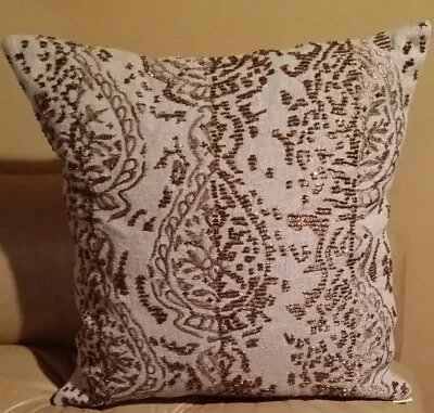 Arhaus Burlap Pillow Cover With Gold Color Wire Embroidery • $59