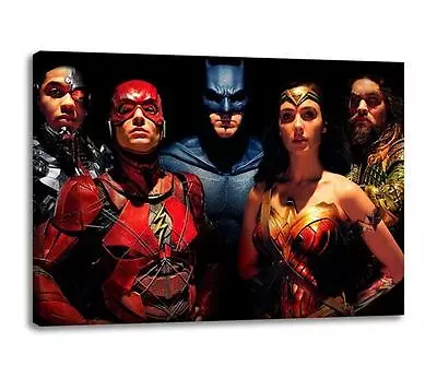 JUSTICE LEAGUE CANVAS Wonder Woman Batman Aquaman The Flash Poster CANVAS 30x20  • £29.97