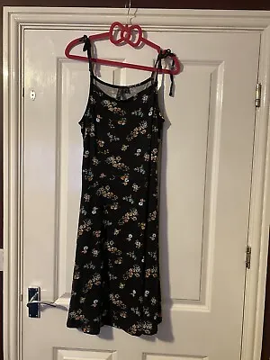 Rainbow @ Kaleidoscope Size M Black Floral Strappy Summer Dress Fit 10 12 • £8