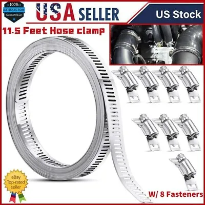 11.5FT Adjustable Large Hose Clamps Worm Gear Stainless Steel Clamp +8 Fasteners • $11.95