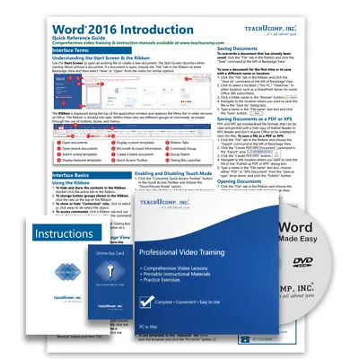 MICROSOFT WORD 2016 DELUXE Training Tutorial Course & Quick Reference Guide • $40