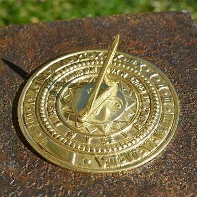 £20 • Buy Solid Polished Brass Sun Face 120mm Diameter Garden Sundial