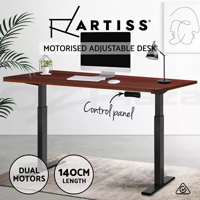 Artiss Standing Desk Motorised Sit Stand Desks Dual Motor Walnut 140CM • $399.95