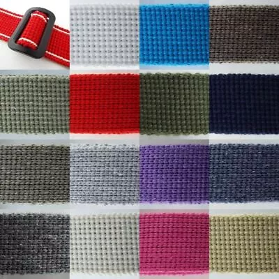 15 COLOUR 30mm Cotton Mix Webbing 2mm Thick Bag Handle Belt Strap BUY 1 2 4m 297 • £4.10