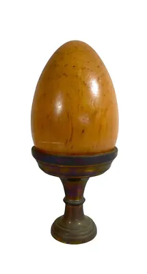 SARREID Ltd 8” Wood Egg On Brass Stand Unique Collectible Vintage Easter Decor • $166