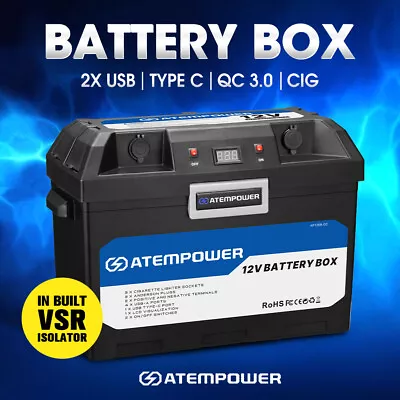 Atem Power Battery Box Deep Cycle Dual Battery System Portable Caravan Camping • $145.95