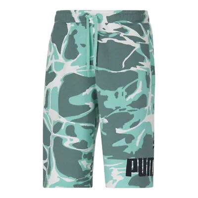 Puma Summer Splash Fleece Shorts Mens Green Casual Athletic Bottoms 67764777 • $17.99