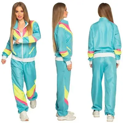 Boland Retro Babe Shell Suit 80s Women's Fancy Dress Costume - Neon Blue • £21.99
