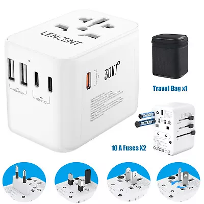 $35.99 • Buy LENCENT Gan III Universal Travel Adapter Multi Plug W/ PD30W USB C Fast Charger
