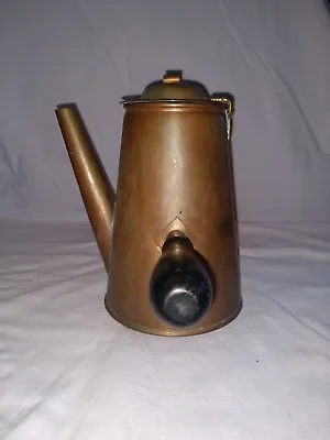 Vintage / Antique Copper Coffee Pot With Hinged Lid And Black Wooden Handle • $20