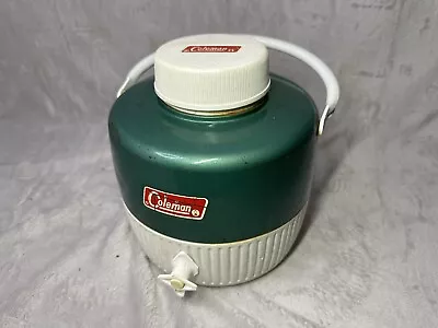 Vintage Coleman 1-Gallon Green & White Water Cooler Jug No Cup Camping • $15.99