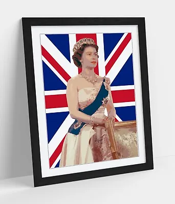 Elizabeth Ii Pop Art Union Jack -framed Wall Art Picture Poster Print Decor • £37.99