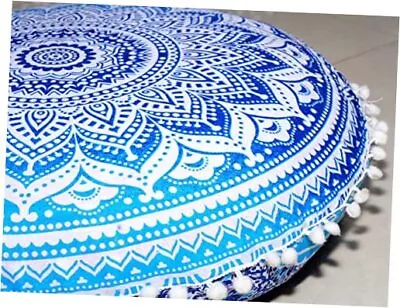 Large Round Seat Floor Cushion Chair Ottoman Cover Pouf Pillow Meditation Blue • $19.18