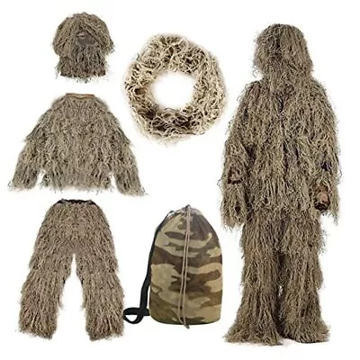 5 In 1 Ghillie Suit For Men/Kids 3D Camouflage Camo Ghilly Kid: 4'4-5' Desert • $44.26