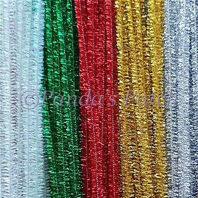 £0.99 • Buy Tinsel Glitter Craft Stems Pipe Cleaners 12  30cm Free Post