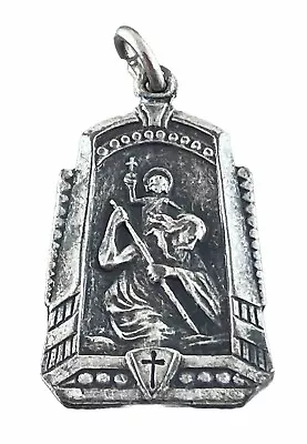 Vintage Catholic Saint Christopher Silver Tone Religious Medal • $7.99