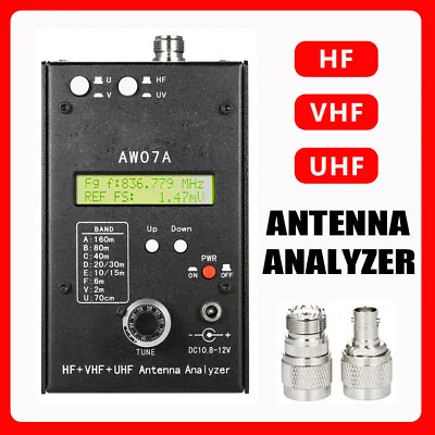 AW07A HF+VHF+UHF SWR Antenna Analyzer Tester Meter For Ham Radio Hobbyists Black • £164.57