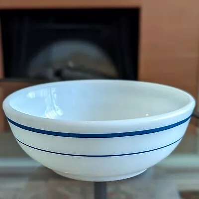 Pyrex Tableware Milk Glass Blue Stripe Band Cereal Soup Bowl Vtg Corning USA • $20